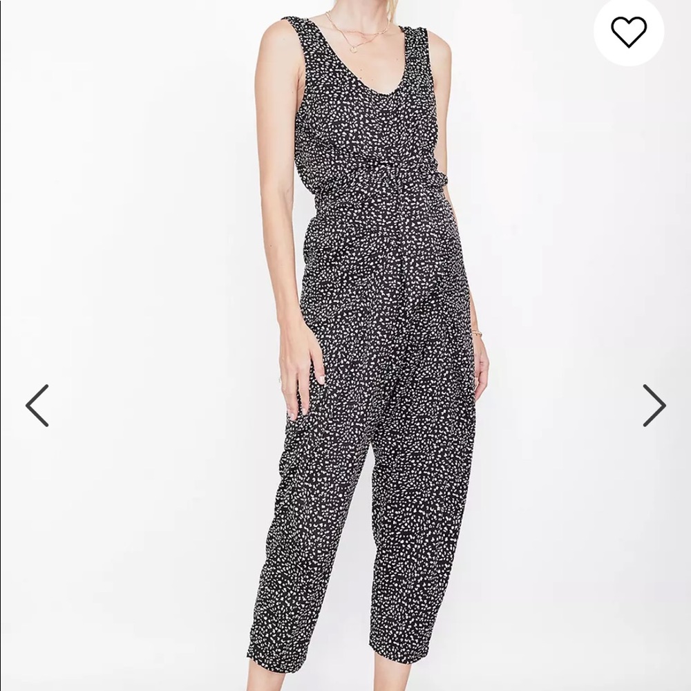 Hatch Black and White Printed Sleeveless Jumpsuit